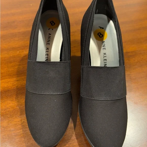 ANNE KLEIN Timeless Stylish Comfy iflex Caileen Suede Black Heeled Loafer Shoe 8 - Picture 2 of 5